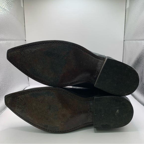 Dingo Slouch Cowboy Boots Black Pigskin Leather Western Biker 6.5D need insoles - Picture 3 of 10